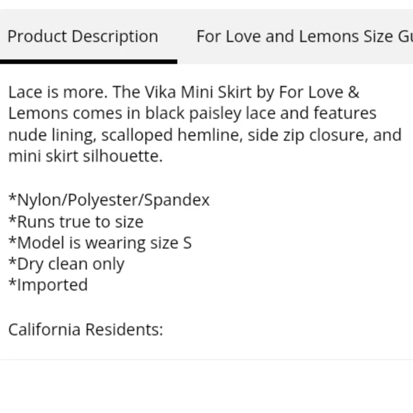 π€ FOR LOVE & LEMONS - "Vika" Black Lace Mini Skirt NWT π€ - Picture 7 of 13
